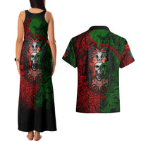 Skulls Aztec Warriors Couples Matching Tank Maxi Dress and Hawaiian Shirt - Wonder Print Shop