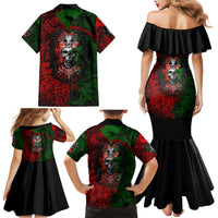 Skulls Aztec Warriors Family Matching Mermaid Dress and Hawaiian Shirt - Wonder Print Shop