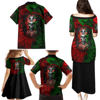 Skulls Aztec Warriors Family Matching Puletasi Dress and Hawaiian Shirt - Wonder Print Shop