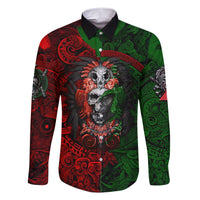 Skulls Aztec Warriors Family Matching Short Sleeve Bodycon Dress and Hawaiian Shirt - Wonder Print Shop