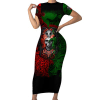 Skulls Aztec Warriors Family Matching Short Sleeve Bodycon Dress and Hawaiian Shirt - Wonder Print Shop