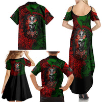 Skulls Aztec Warriors Family Matching Summer Maxi Dress and Hawaiian Shirt - Wonder Print Shop