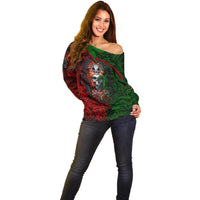 Skulls Aztec Warriors Off Shoulder Sweater - Wonder Print Shop