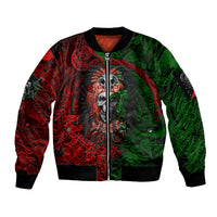 Skulls Aztec Warriors Sleeve Zip Bomber Jacket - Wonder Print Shop