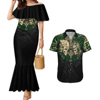 Aztec Warrior Skulls Couples Matching Mermaid Dress and Hawaiian Shirt - Wonder Print Shop