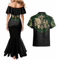 Aztec Warrior Skulls Couples Matching Mermaid Dress and Hawaiian Shirt - Wonder Print Shop