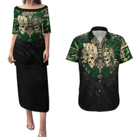 Aztec Warrior Skulls Couples Matching Puletasi Dress and Hawaiian Shirt - Wonder Print Shop