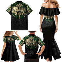 Aztec Warrior Skulls Family Matching Mermaid Dress and Hawaiian Shirt - Wonder Print Shop