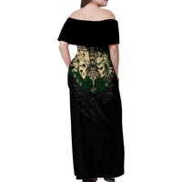 Aztec Warrior Skulls Family Matching Off Shoulder Maxi Dress and Hawaiian Shirt - Wonder Print Shop