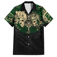 Aztec Warrior Skulls Family Matching Off Shoulder Short Dress and Hawaiian Shirt - Wonder Print Shop