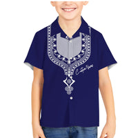 Printed Dashiki African Family Matching Mermaid Dress and Hawaiian Shirt Blue - Wonder Print Shop