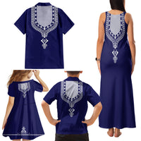 Printed Dashiki African Family Matching Tank Maxi Dress and Hawaiian Shirt Blue - Wonder Print Shop