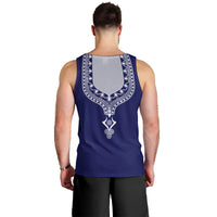 Printed Dashiki African Men Tank Top Blue - Wonder Print Shop