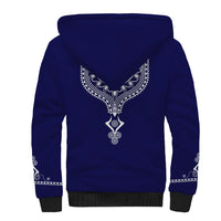 Printed Dashiki African Sherpa Hoodie Blue - Wonder Print Shop
