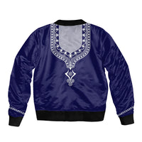 Printed Dashiki African Sleeve Zip Bomber Jacket Blue - Wonder Print Shop