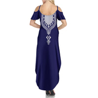 Printed Dashiki African Summer Maxi Dress Blue - Wonder Print Shop