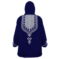 Printed Dashiki African Wearable Blanket Hoodie Blue - Wonder Print Shop