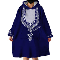 Printed Dashiki African Wearable Blanket Hoodie Blue - Wonder Print Shop
