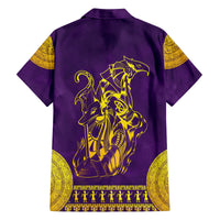 Anubis and Horus Family Matching Long Sleeve Bodycon Dress and Hawaiian Shirt Egyptian God Purple - Wonder Print Shop