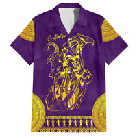 Anubis and Horus Family Matching Off Shoulder Long Sleeve Dress and Hawaiian Shirt Egyptian God Purple - Wonder Print Shop
