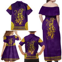 Anubis and Horus Family Matching Off Shoulder Maxi Dress and Hawaiian Shirt Egyptian God Purple - Wonder Print Shop