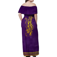 Anubis and Horus Family Matching Off Shoulder Maxi Dress and Hawaiian Shirt Egyptian God Purple - Wonder Print Shop