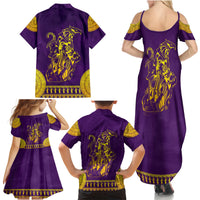 Anubis and Horus Family Matching Summer Maxi Dress and Hawaiian Shirt Egyptian God Purple - Wonder Print Shop