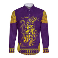 Anubis and Horus Long Sleeve Button Shirt Egyptian God Purple - Wonder Print Shop