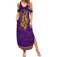 Anubis and Horus Summer Maxi Dress Egyptian God Purple - Wonder Print Shop