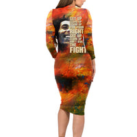 Reggae Legend Bob Long Sleeve Bodycon Dress Retro Style - Wonder Print Shop