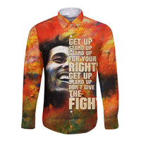 Reggae Legend Bob Long Sleeve Button Shirt Retro Style - Wonder Print Shop