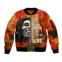 Reggae Legend Bob Sleeve Zip Bomber Jacket Retro Style - Wonder Print Shop