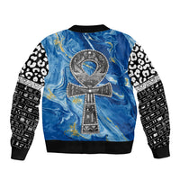 Ankh On Blue Bomber Jacket Pan African - Wonder Print Shop