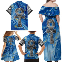 Ankh On Blue Family Matching Off Shoulder Maxi Dress and Hawaiian Shirt Pan African - Wonder Print Shop