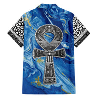 Ankh On Blue Family Matching Off Shoulder Maxi Dress and Hawaiian Shirt Pan African - Wonder Print Shop