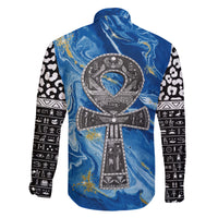 Ankh On Blue Family Matching Off Shoulder Short Dress and Hawaiian Shirt Pan African - Wonder Print Shop