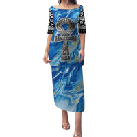 Ankh On Blue Family Matching Puletasi and Hawaiian Shirt Pan African - Wonder Print Shop