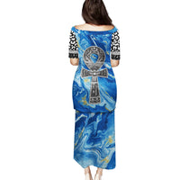 Ankh On Blue Family Matching Puletasi and Hawaiian Shirt Pan African - Wonder Print Shop