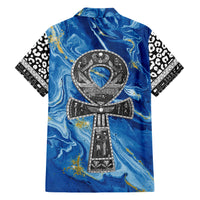 Ankh On Blue Family Matching Short Sleeve Bodycon Dress and Hawaiian Shirt Pan African - Wonder Print Shop