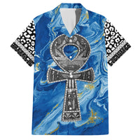 Ankh On Blue Family Matching Tank Maxi Dress and Hawaiian Shirt Pan African - Wonder Print Shop
