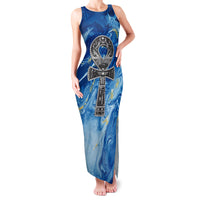 Ankh On Blue Family Matching Tank Maxi Dress and Hawaiian Shirt Pan African - Wonder Print Shop