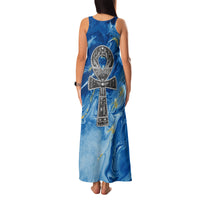 Ankh On Blue Family Matching Tank Maxi Dress and Hawaiian Shirt Pan African - Wonder Print Shop