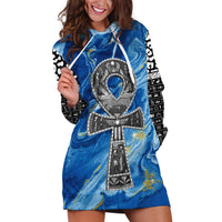 Ankh On Blue Hoodie Dress Pan African - Wonder Print Shop