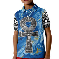 Ankh On Blue Kid Polo Shirt Pan African - Wonder Print Shop