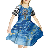 Ankh On Blue Kid Short Sleeve Dress Pan African - Wonder Print Shop