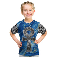 Ankh On Blue Kid T Shirt Pan African - Wonder Print Shop