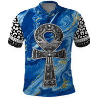 Ankh On Blue Polo Shirt Pan African - Wonder Print Shop