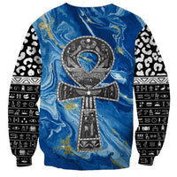 Ankh On Blue Sweatshirt Pan African - Wonder Print Shop
