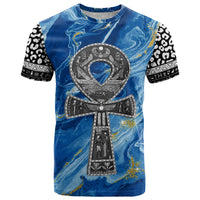 Ankh On Blue T Shirt Pan African - Wonder Print Shop