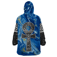 Ankh On Blue Wearable Blanket Hoodie Pan African - Wonder Print Shop